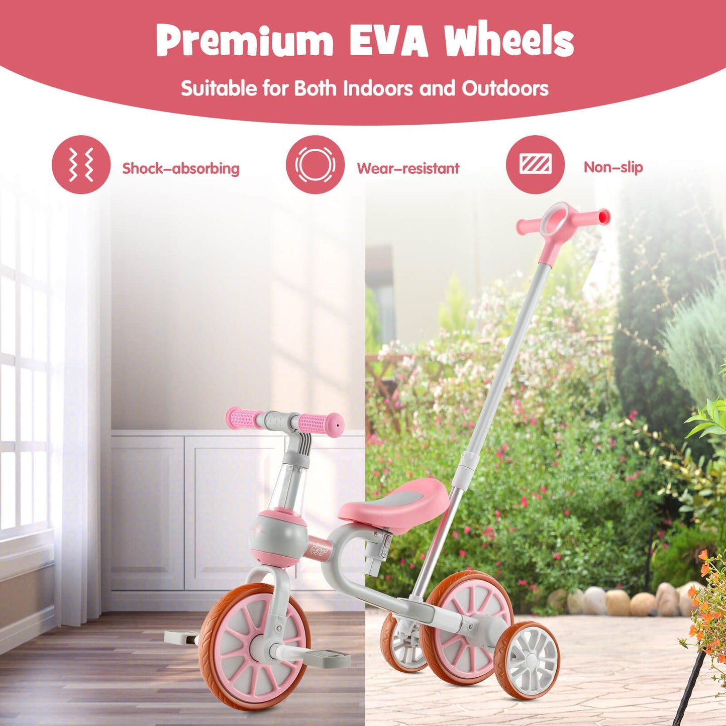 4-in-1 Kids Balance Trike – Adjustable Push Handle