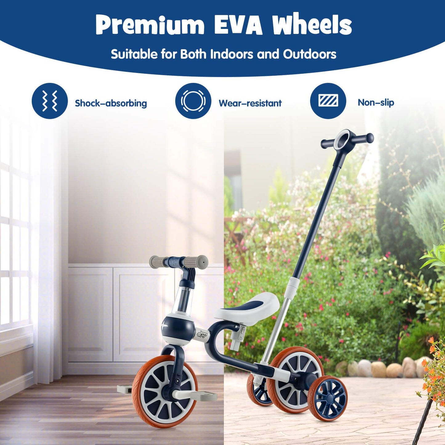 4-in-1 Kids Balance Trike – Adjustable Push Handle