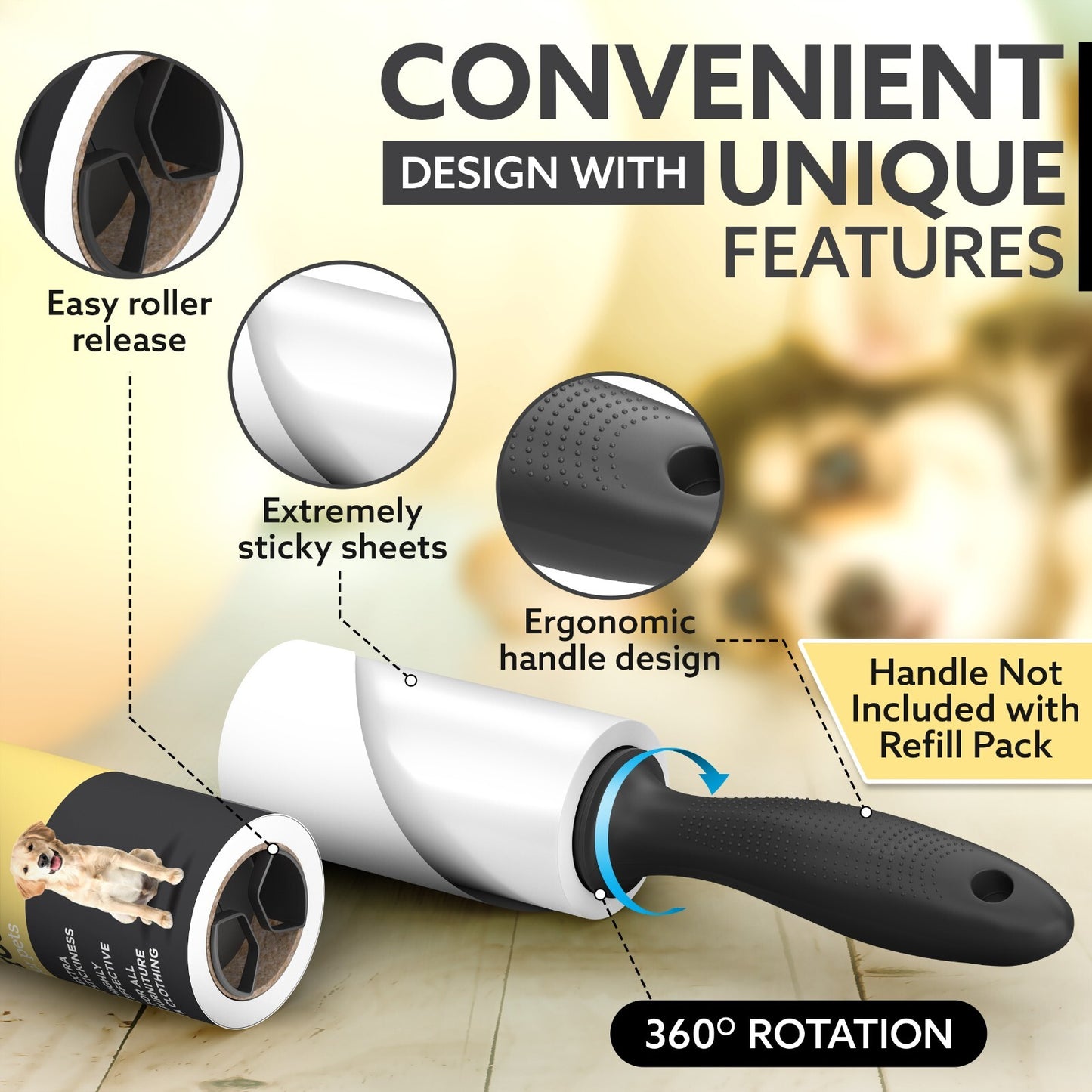 Pet Hair Lint Roller Refill (600 Sheets)
