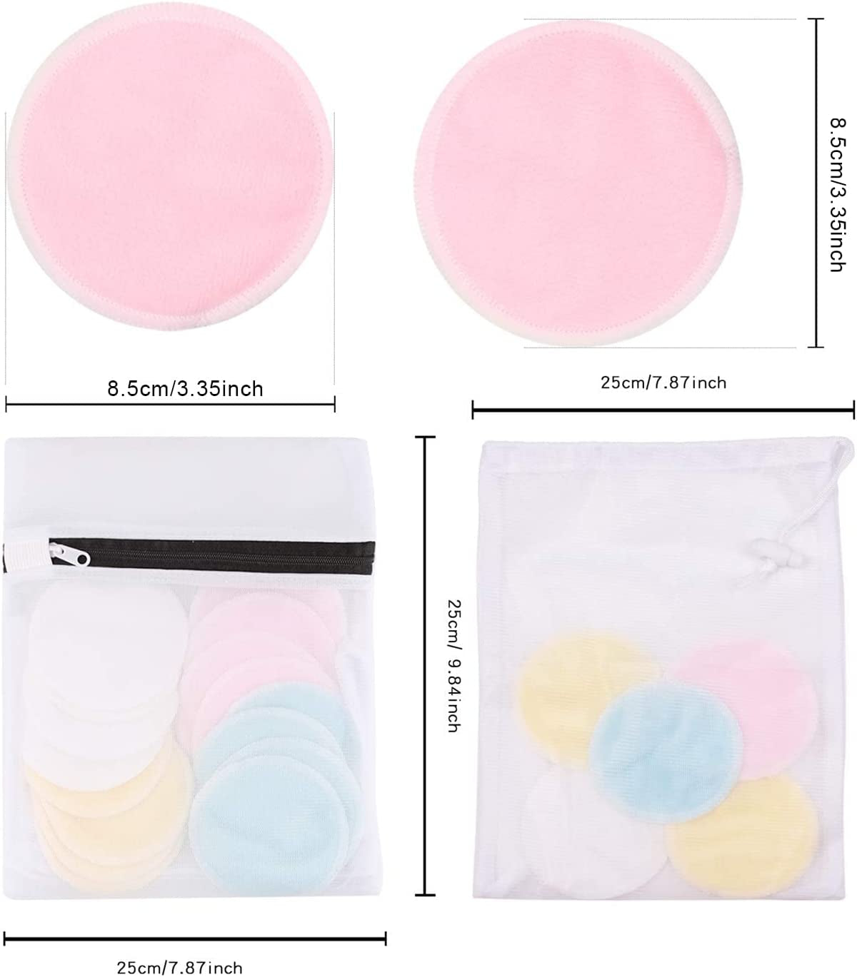 Reusable Makeup Remover Pads – 16pcs Bamboo & Cotton