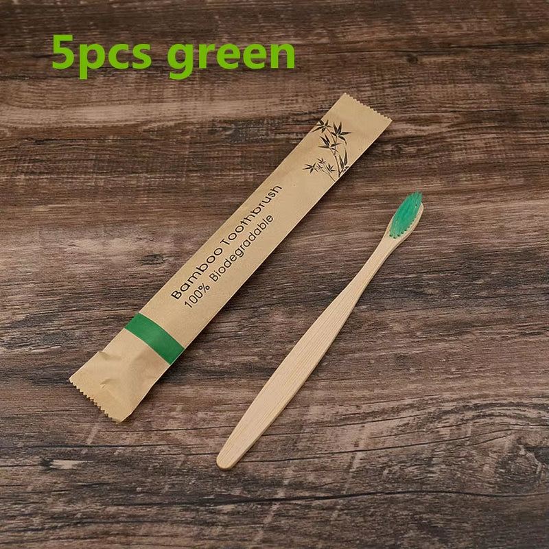 New Style Eco Friendly Toothbrush Bamboo Resuable Toothbrushes Portable Adult Wooden Soft Tooth Brush for Home Travel Hotel Use