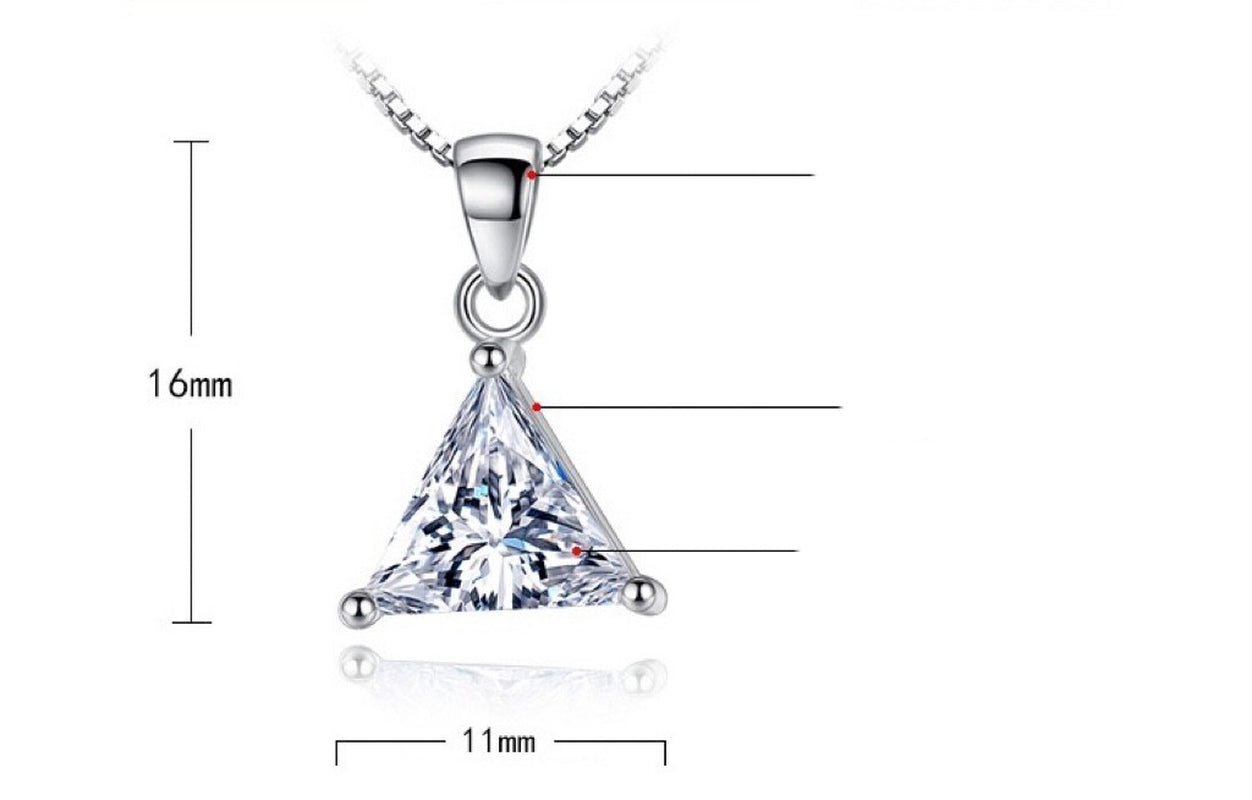 925 Silver Crystal Triangle Necklace