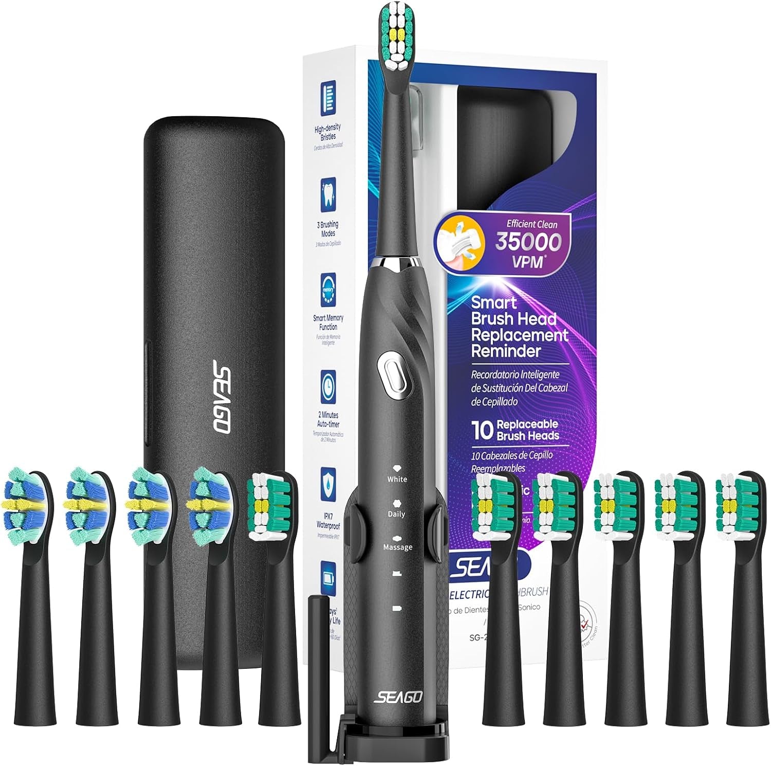 Electric Toothbrush with 10 Heads & Holder