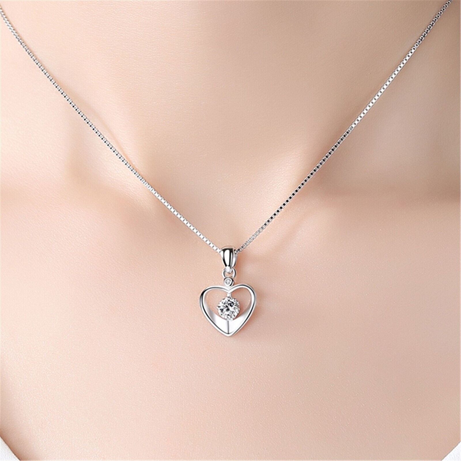 925 Silver Crystal Love Heart Necklace