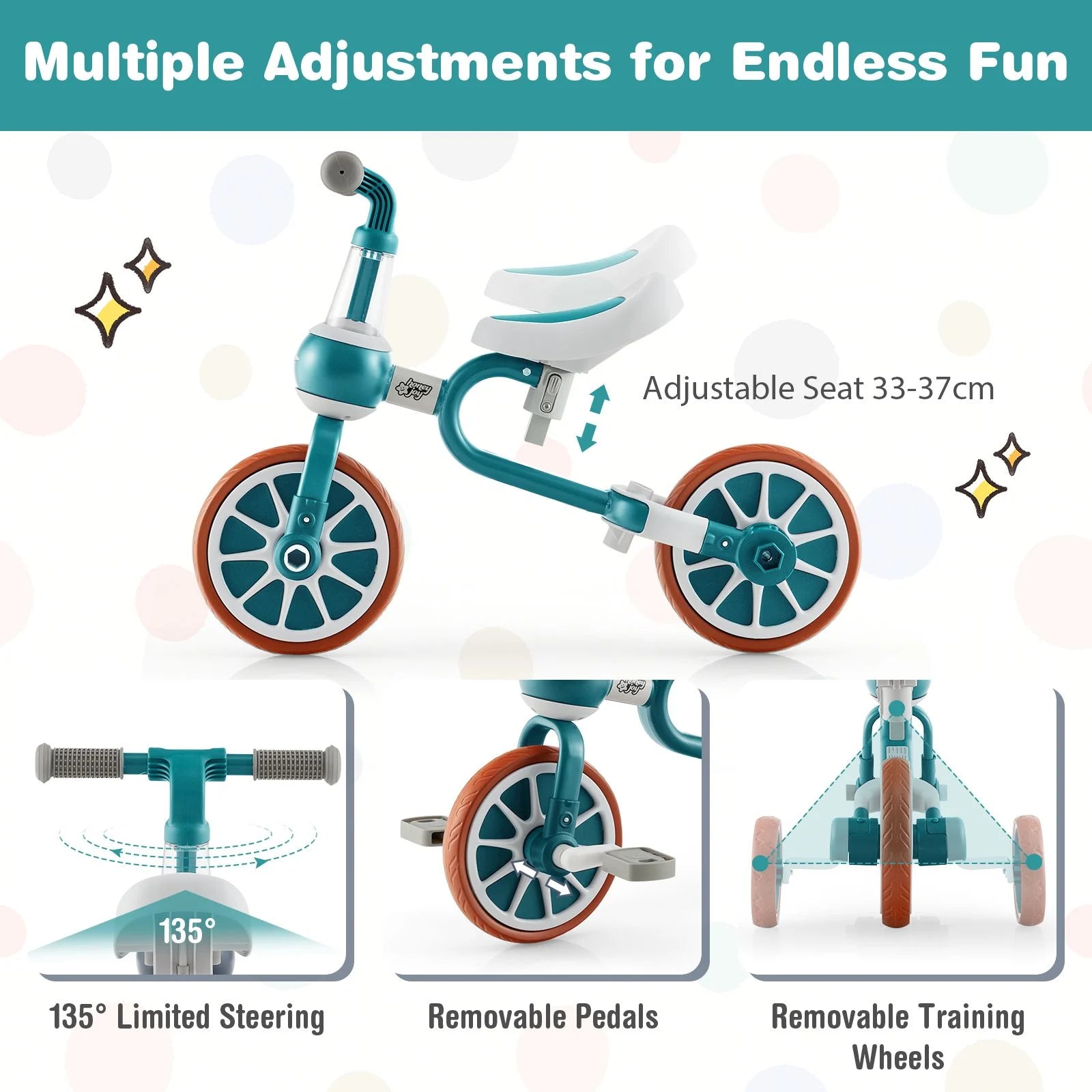 4-in-1 Kids Balance Trike – Adjustable Push Handle