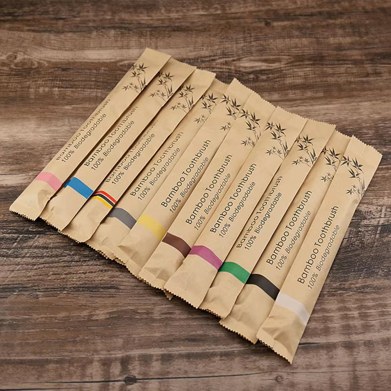 New Style Eco Friendly Toothbrush Bamboo Resuable Toothbrushes Portable Adult Wooden Soft Tooth Brush for Home Travel Hotel Use
