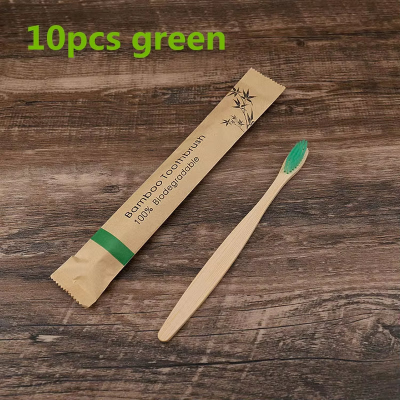 New Style Eco Friendly Toothbrush Bamboo Resuable Toothbrushes Portable Adult Wooden Soft Tooth Brush for Home Travel Hotel Use