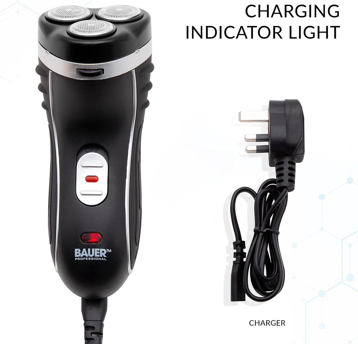 Men’s Electric Shaver – 3 Rotary Heads, Ergonomic, Cordless & Rechargeable