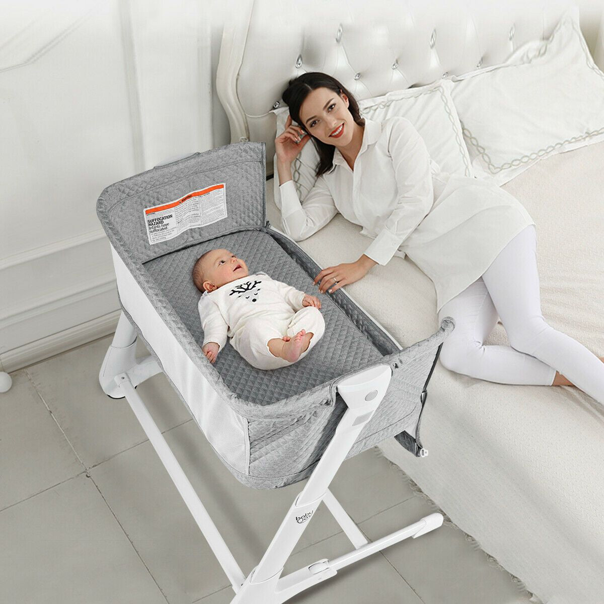 Baby Bedside Cot – Breathable Mesh & Washable Mattress