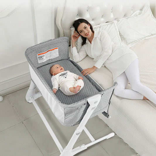 Baby Bedside Cot – Breathable Mesh & Washable Mattress