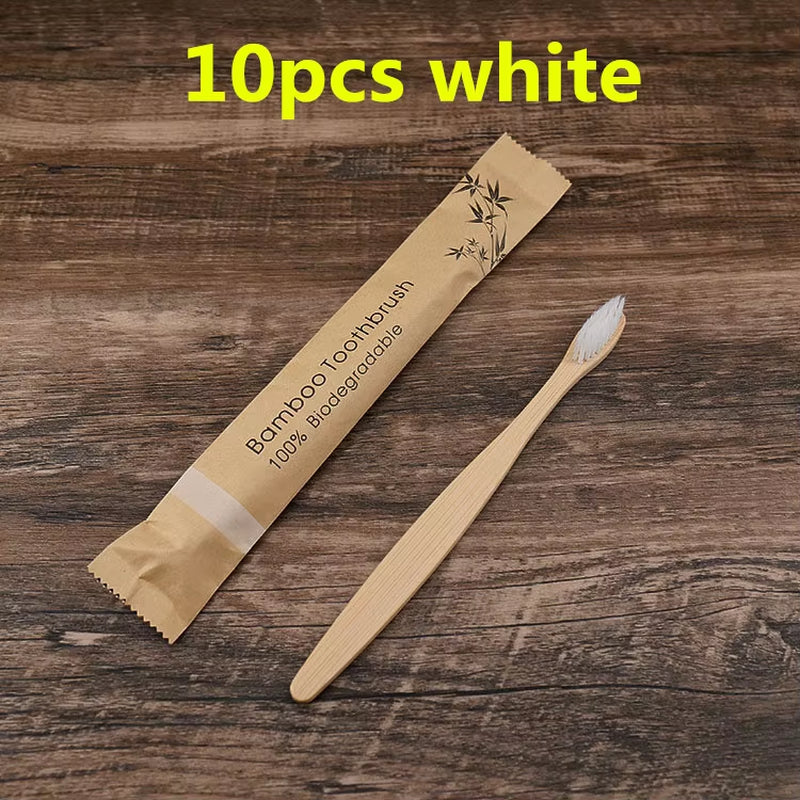 New Style Eco Friendly Toothbrush Bamboo Resuable Toothbrushes Portable Adult Wooden Soft Tooth Brush for Home Travel Hotel Use