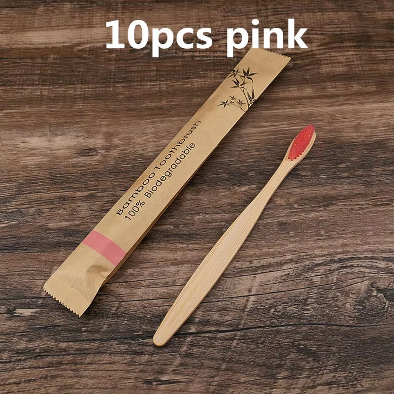 New Style Eco Friendly Toothbrush Bamboo Resuable Toothbrushes Portable Adult Wooden Soft Tooth Brush for Home Travel Hotel Use