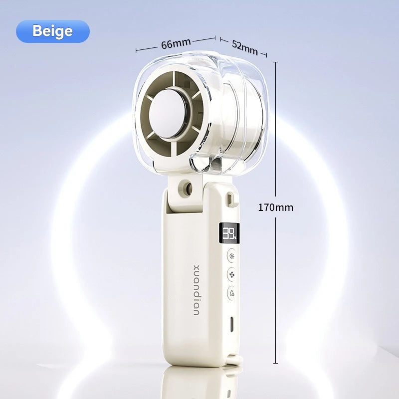 2026 New High-Speed Fan Desktop Folding Digital Display Neck-Hanging Ice Spray Humidifying Mini Handheld Small Fan Cool Stuff