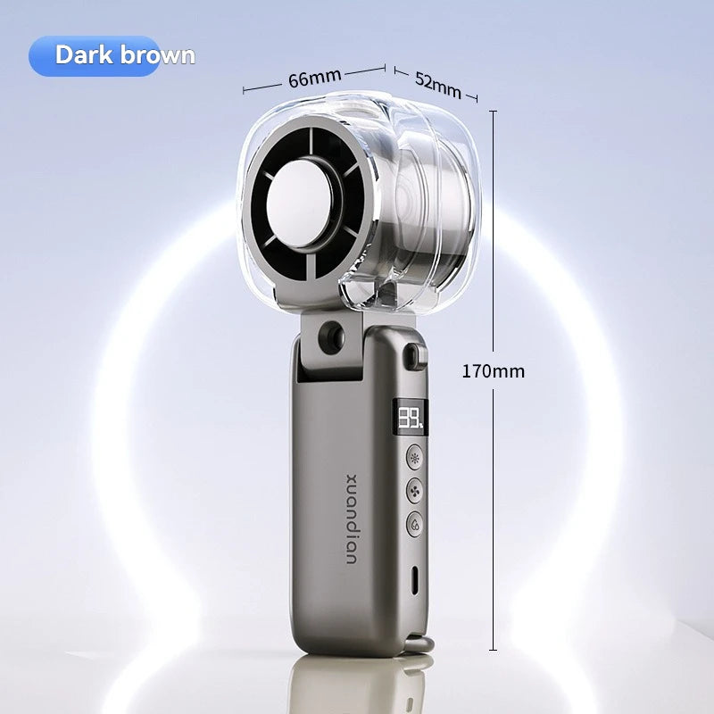 2026 New High-Speed Fan Desktop Folding Digital Display Neck-Hanging Ice Spray Humidifying Mini Handheld Small Fan Cool Stuff
