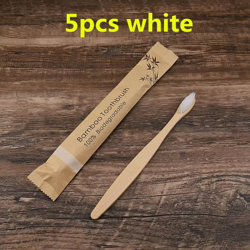 New Style Eco Friendly Toothbrush Bamboo Resuable Toothbrushes Portable Adult Wooden Soft Tooth Brush for Home Travel Hotel Use