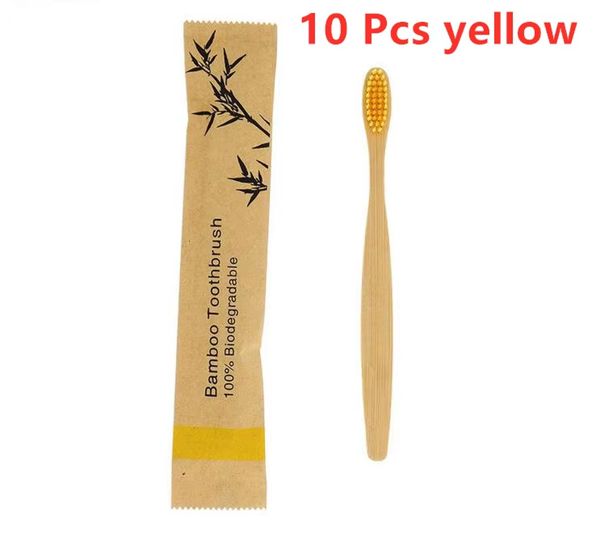 New Style Eco Friendly Toothbrush Bamboo Resuable Toothbrushes Portable Adult Wooden Soft Tooth Brush for Home Travel Hotel Use
