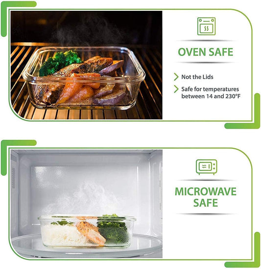 5-Pack Airtight Glass Meal Prep Containers (880ml) – Leakproof & Reusable