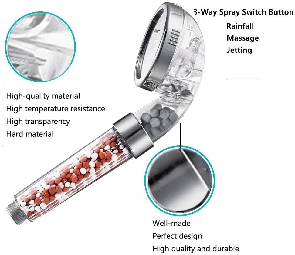 3-Mode High Pressure Shower Head