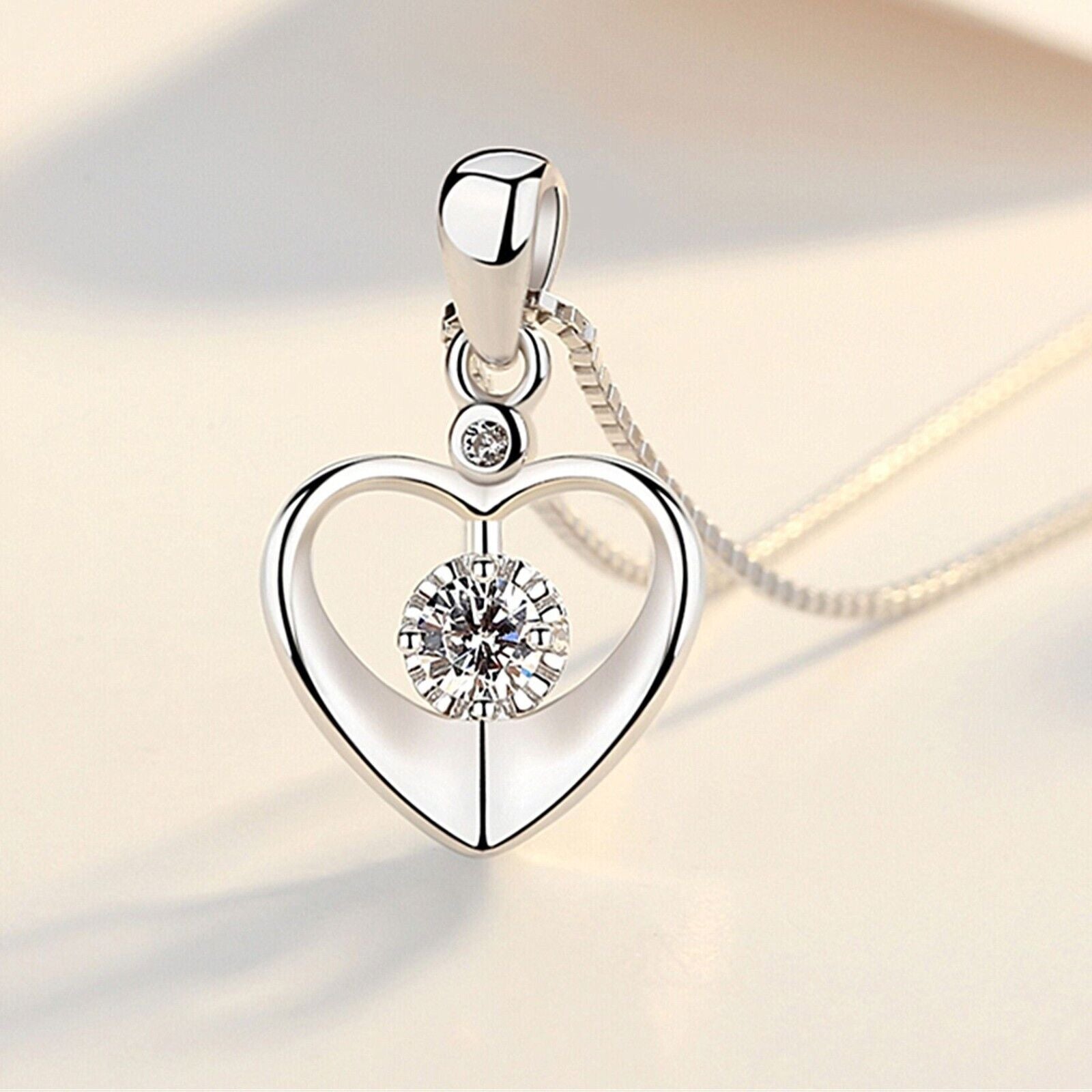 925 Silver Crystal Love Heart Necklace