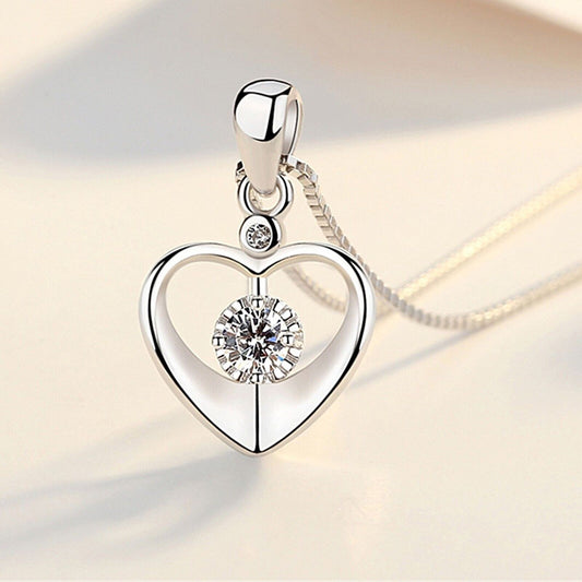 925 Silver Crystal Love Heart Necklace