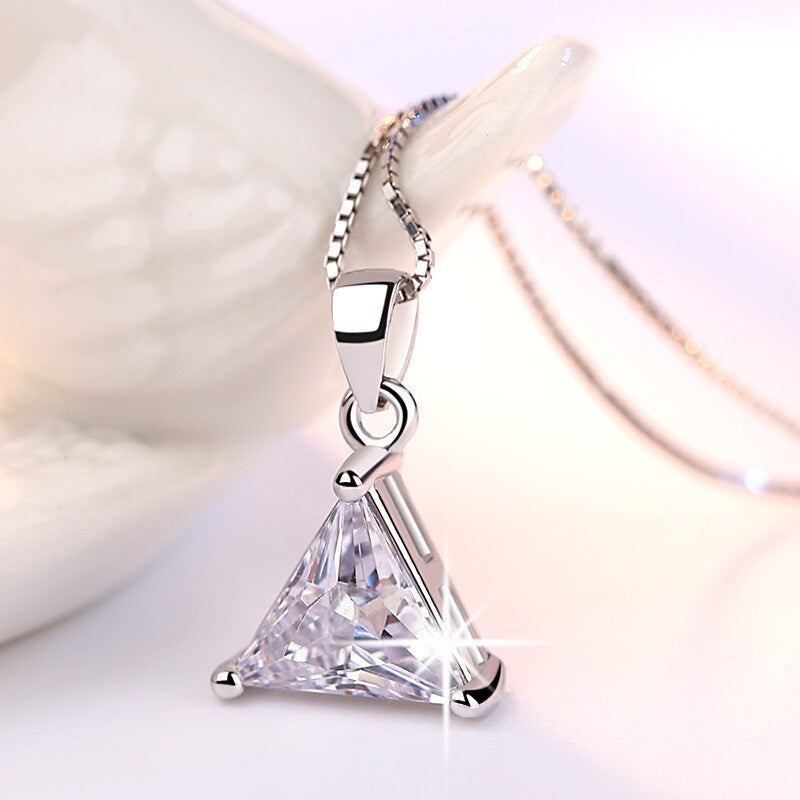 925 Silver Crystal Triangle Necklace