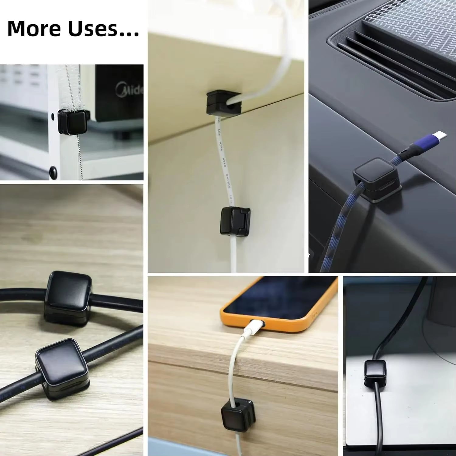 6Pcs Magnetic Cable Clip Cable Smooth Adjustable Cord Holder under Desk Cable Management Wire Keeper Cable Organizer Line Holder