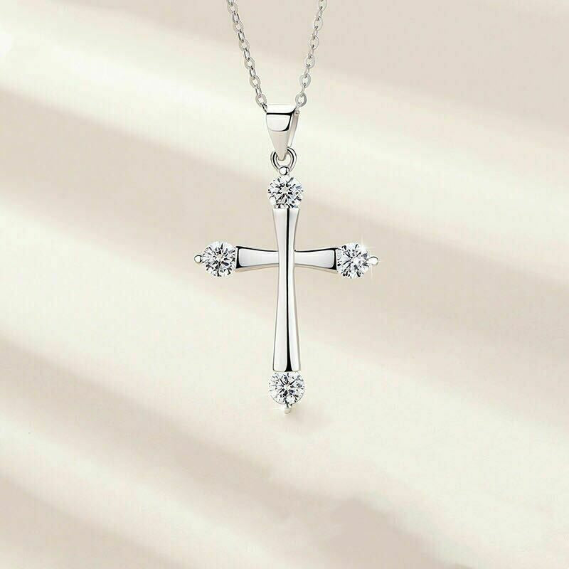 925 Silver Crystal Cross Necklace