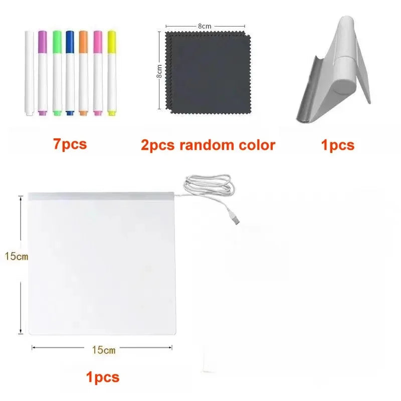 Magic Glow Kids Drawing Board: Reusable LCD Tablet with Night Light LED Note Board Erasable Light-Up Doodle Pad