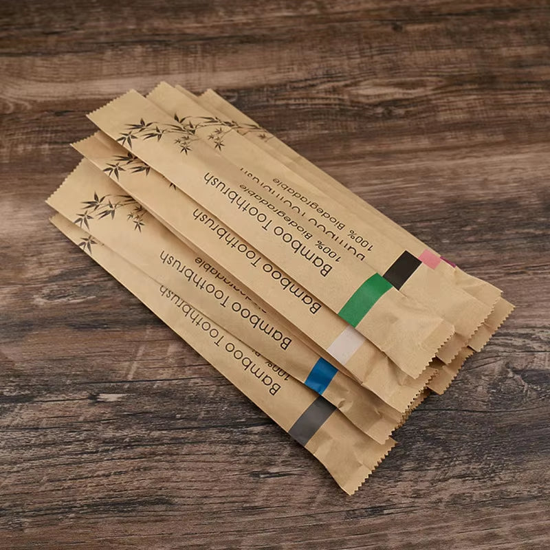 New Style Eco Friendly Toothbrush Bamboo Resuable Toothbrushes Portable Adult Wooden Soft Tooth Brush for Home Travel Hotel Use