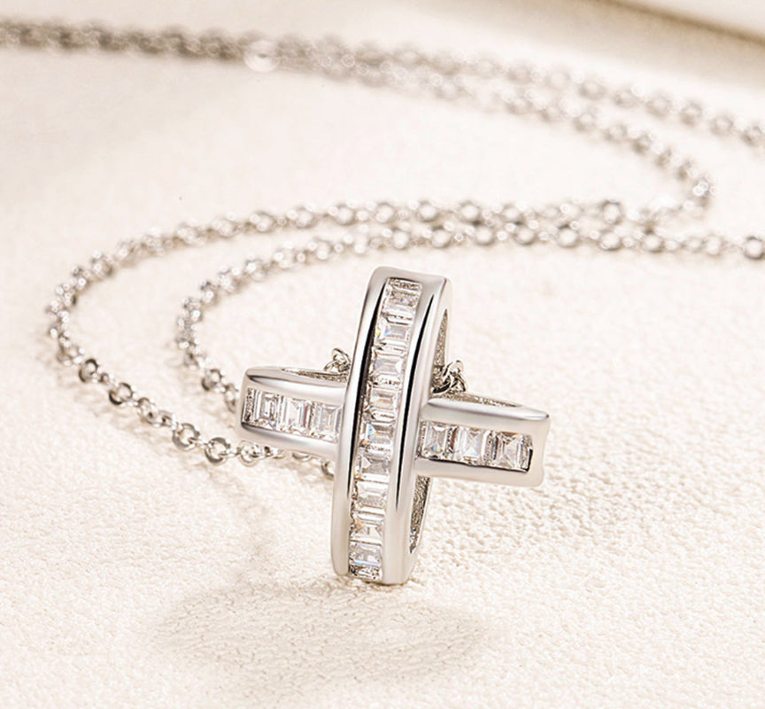 925 Silver Crystal Cross Necklace