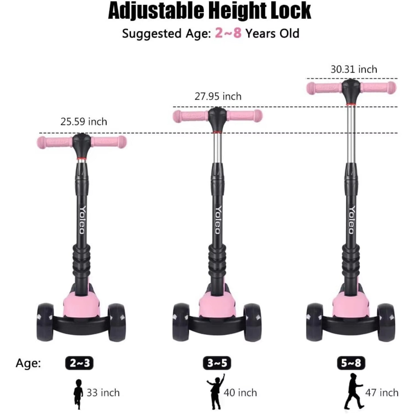 3-in-1 Kids Scooter – Ages 2–8, LED Wheels