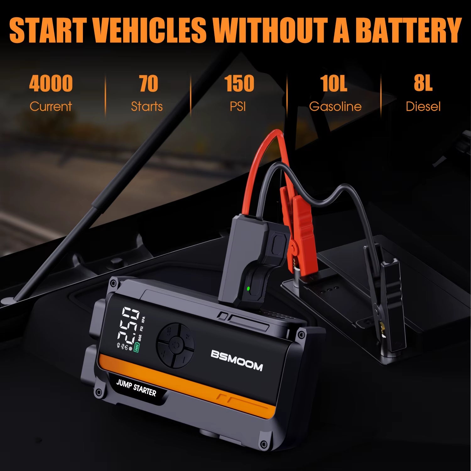 Car Jump Starter with Air Compressor – 150PSI