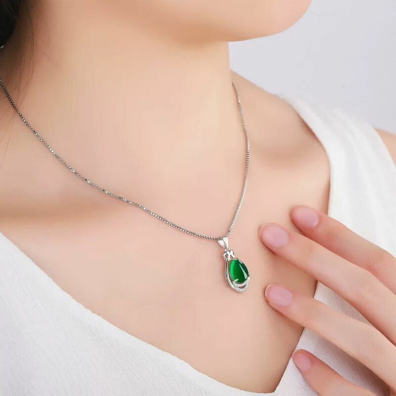 925 Silver Jade Pendant Necklace