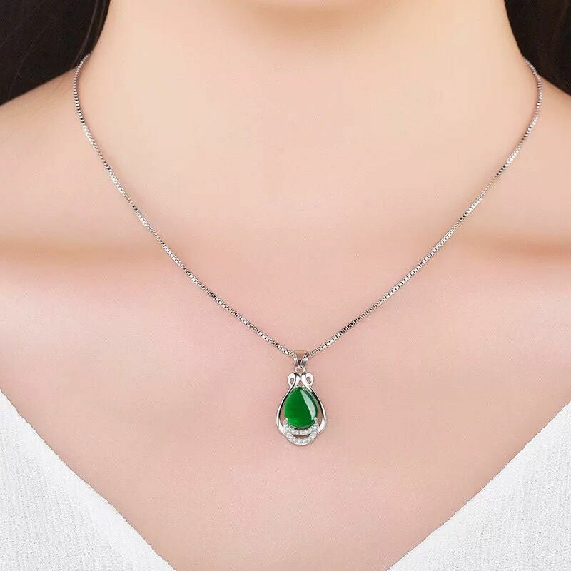 925 Silver Jade Pendant Necklace
