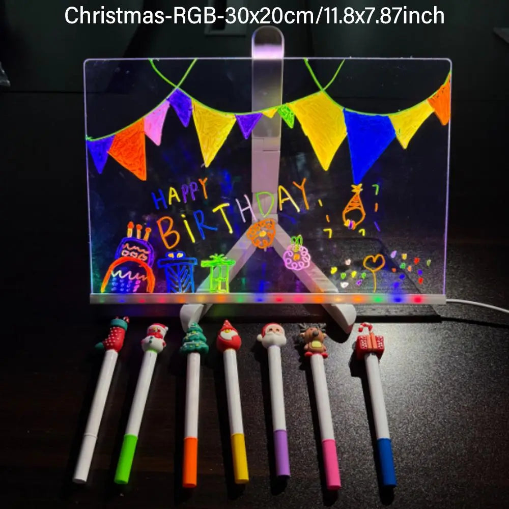 LED Light up Acrylic Message Board Home Decor, LED Lighted Erasable Drawing Board Desktop Light with 7 Pen, Drawing Board, Bar Advertising Boards, LED Board, Led Signs, Creative Led Lighting, Glowing Led Lights