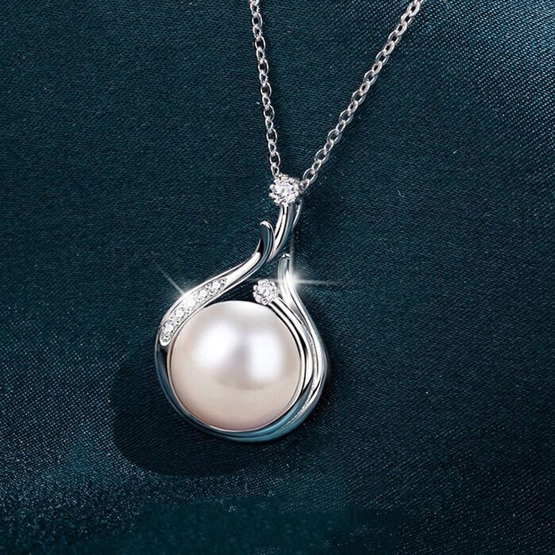 925 Silver Crystal Pearl Necklace