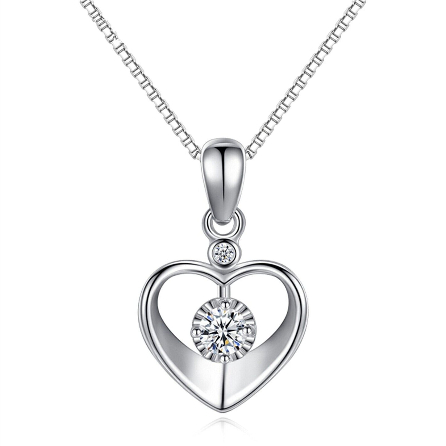 925 Silver Crystal Love Heart Necklace