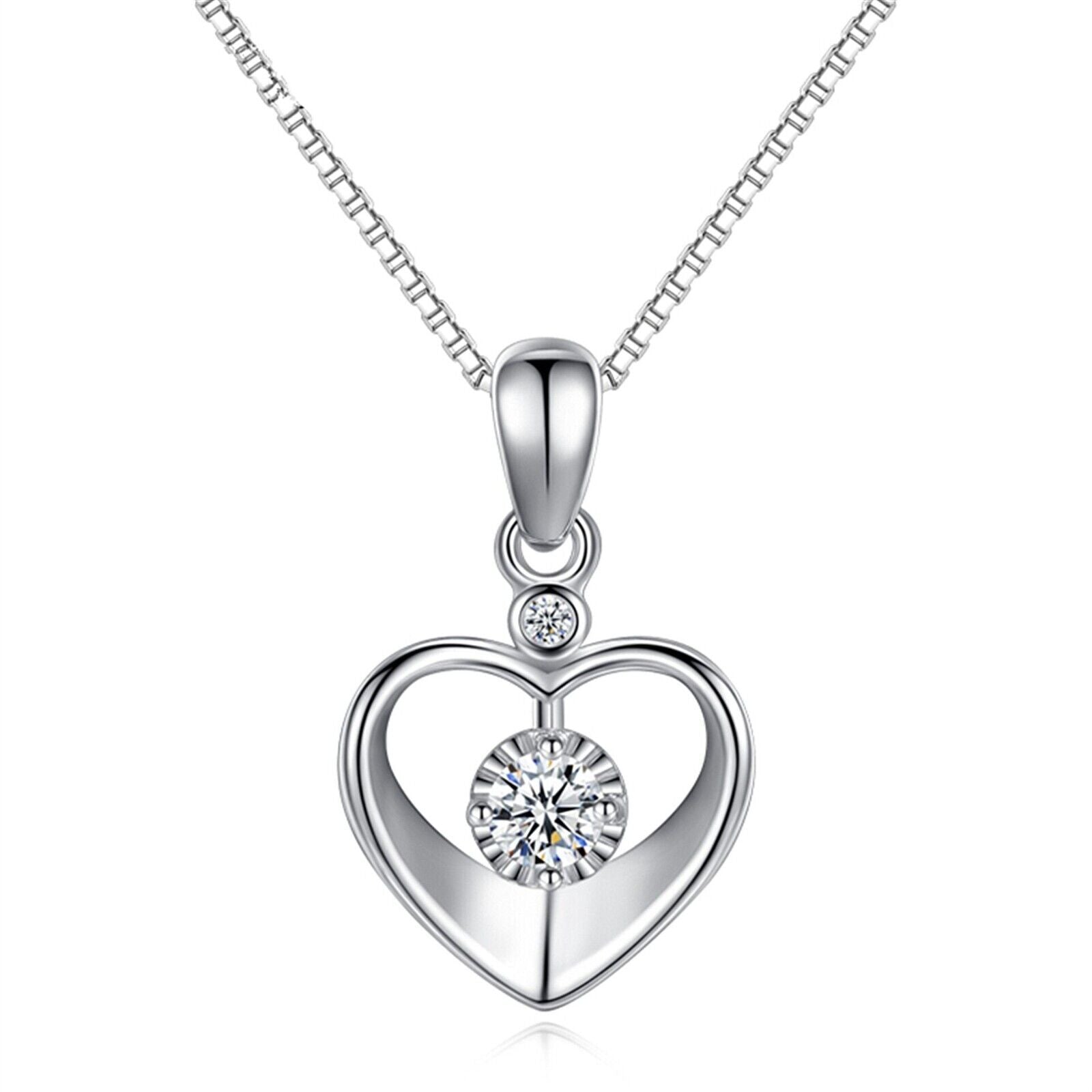 925 Silver Crystal Love Heart Necklace