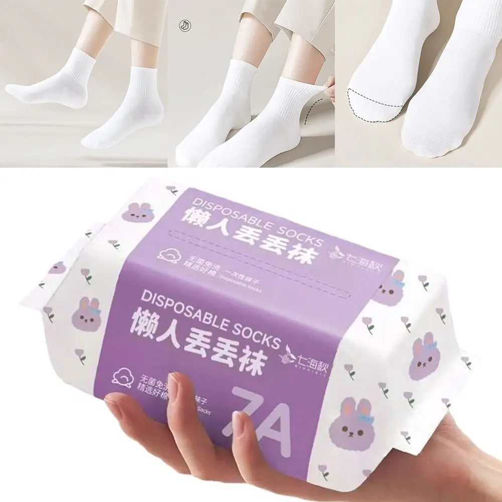 35-43 Disposable Socks Polyester Sweat Absorption Disposable Stocking Breathable Deodorization Travel Supplies Socks Unisex