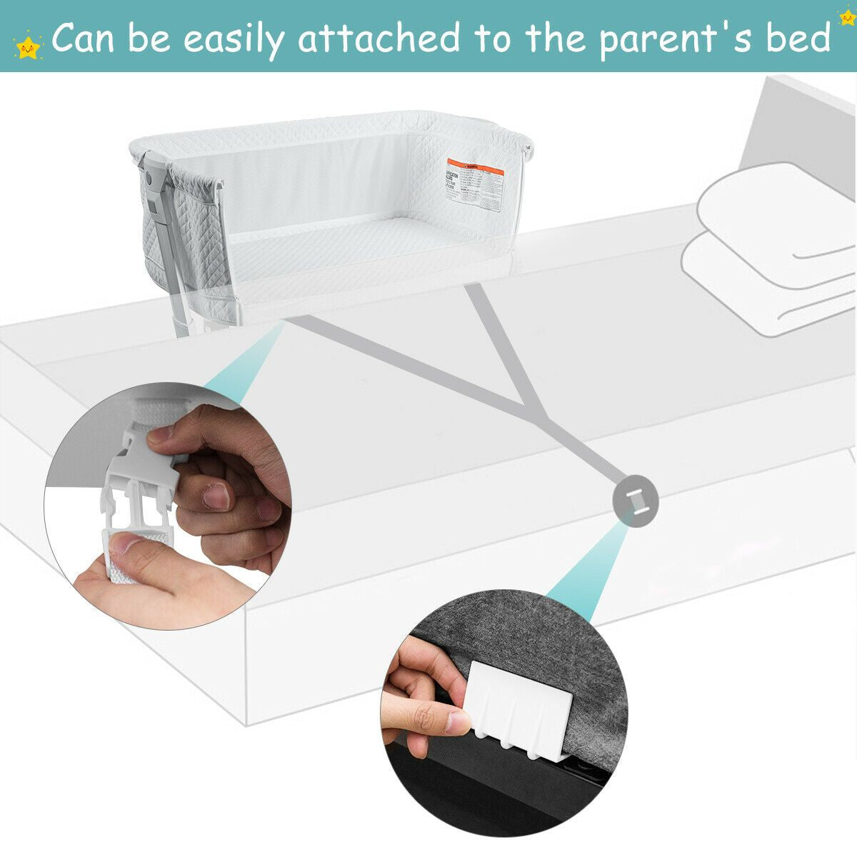 Baby Bedside Cot – Breathable Mesh & Washable Mattress