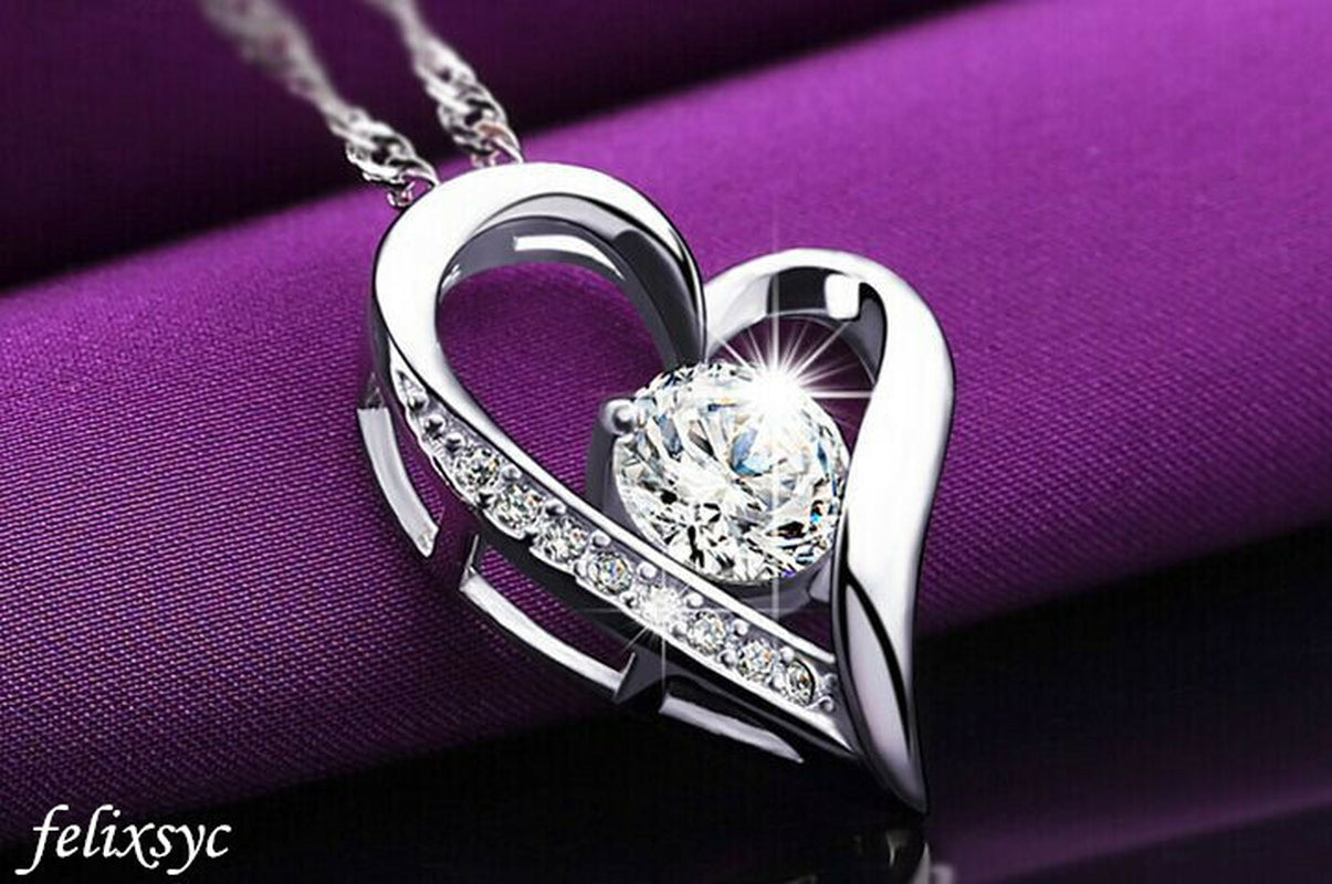 925 Silver Crystal Heart Necklace