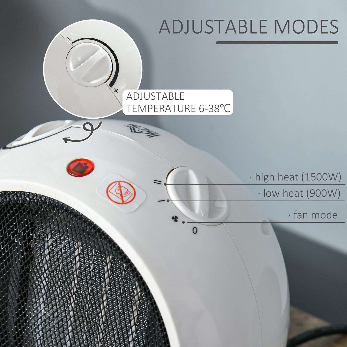 Small Space Heater, Table Top Ceramic Heater W/ 3 Heating Mode, 900W/1500W