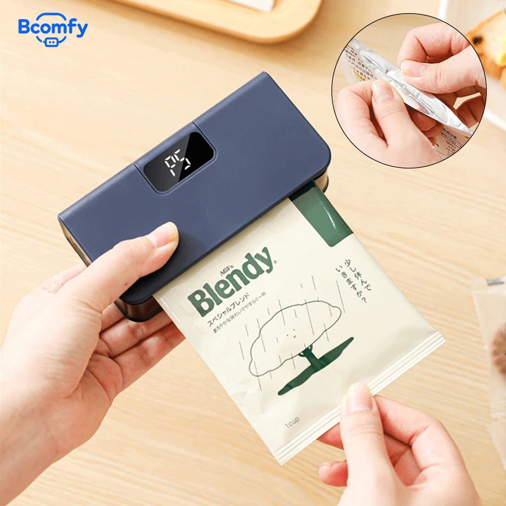 Bag Sealer Mini Plastic Bags Sealer 2In1 Portable Packaging Thermal Sealing Machine Rechargeable Food Storage Plastic Bag Sealer
