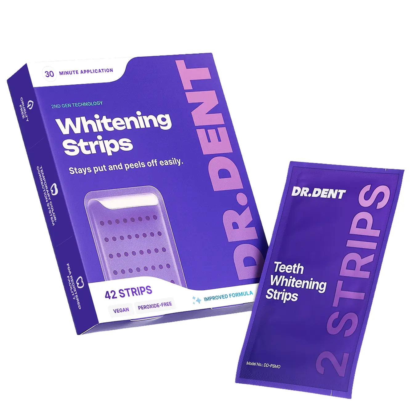 DR DENT Purple Teeth Whitening Strips 
