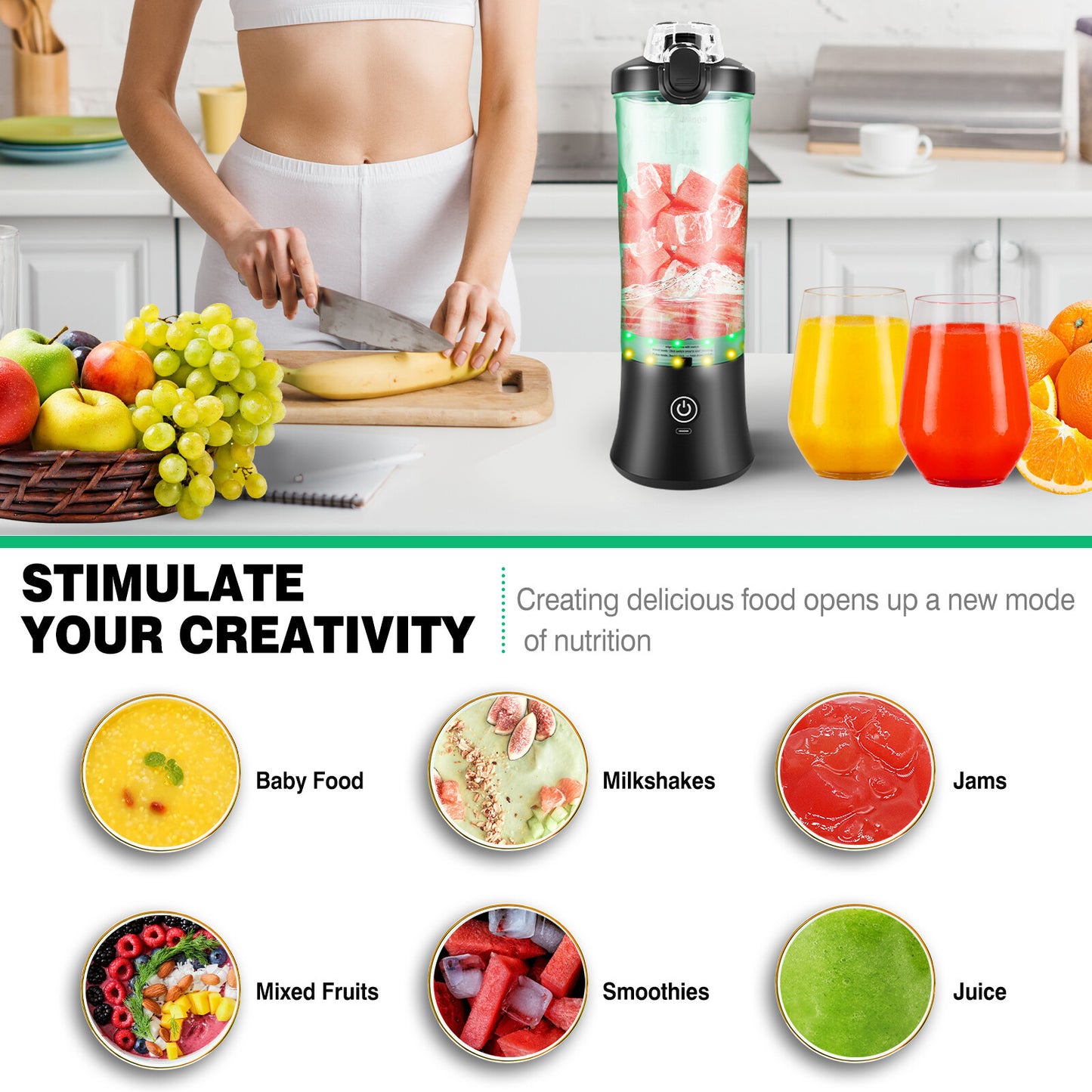 600ML Personal Blender – USB Rechargeable Smoothie Maker