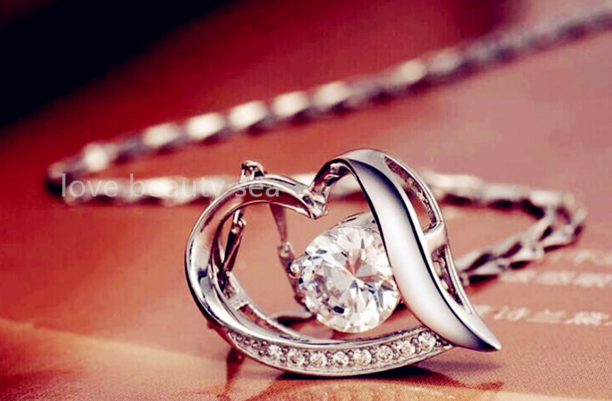 925 Silver Crystal Heart Necklace