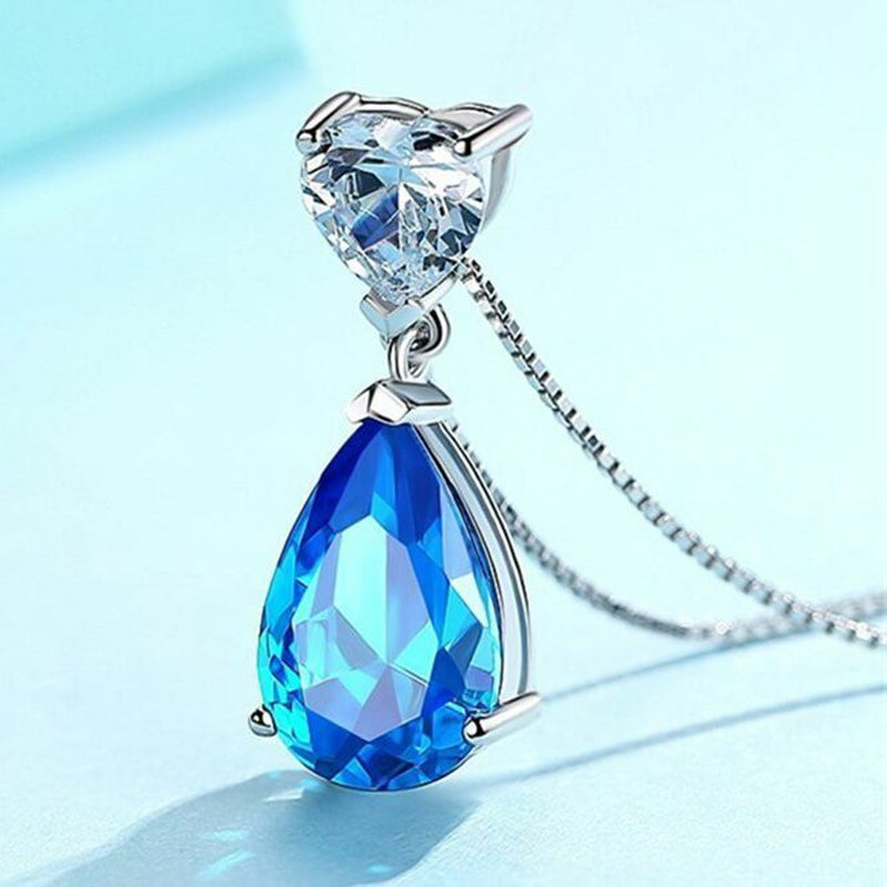 925 Silver Crystal Heart Pendant Necklace