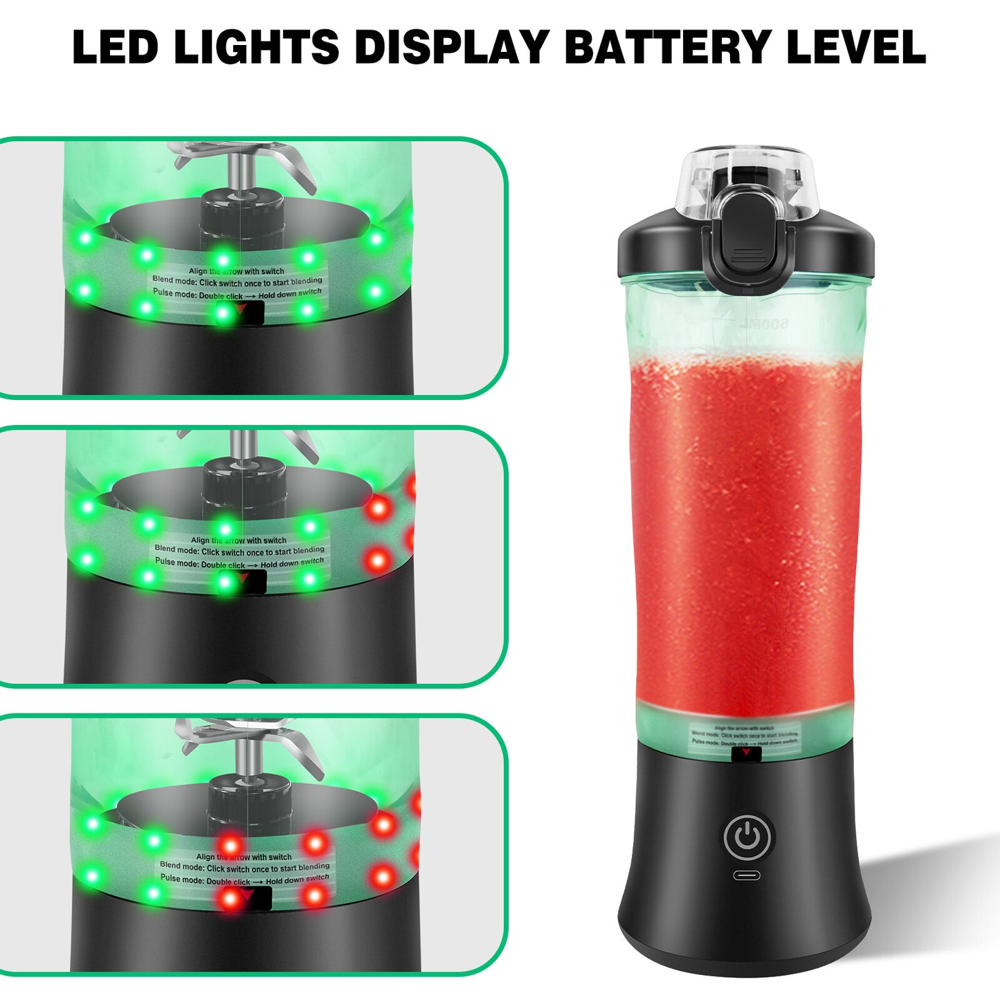 600ML Personal Blender – USB Rechargeable Smoothie Maker