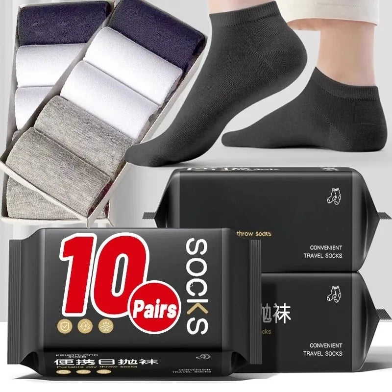 Travel Disposable Socks Unisex Daily Throwing Sock Mid-Tube Short Drawer Easy-Use Socks Breathable Black White Simple Stocking