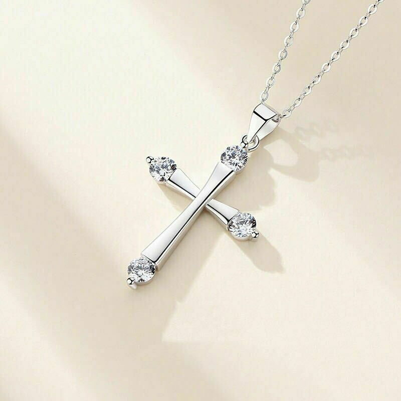 925 Silver Crystal Cross Necklace
